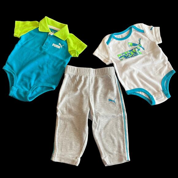 3-Piece Puma Athletic 3-6M double One-Piece and Sweat pants Bundle II-07 - Picture 1 of 14